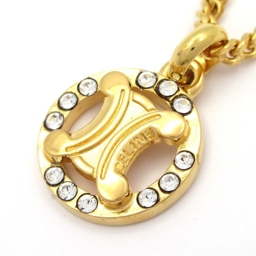 Celine Necklace Gold Clear Hardware Rhinestones